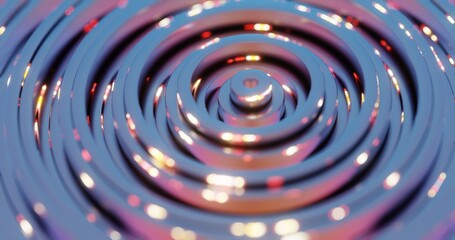 Abstract Concentric Circular Pattern with Reflective Metallic Surface..