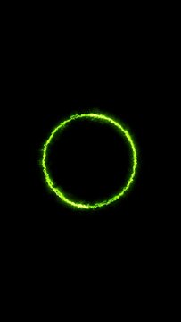 Abstract vertical background, Kryptonite circle, spectrum cycle animation, glowing neon light.
