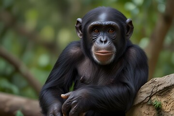 Adorable Chimpanzee for World Chimpanzee Day: Wildlife Conservation, Celebration, and Animal Affection with Ample Copy Space