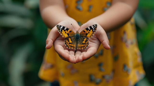 Child Releasing a Butterfly into the Wild on Earth Day, Celebrating Biodiversity and Natures Beauty Importance of Conserving Ecosystems and Wildlife for a Sustainable Future Earth Day 202X