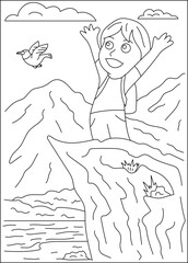 hiking outdoor camping coloring book page