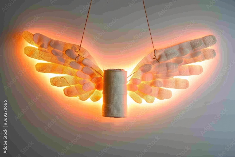 Aufkleber a simple lamp hanging from the wall with a warm glow