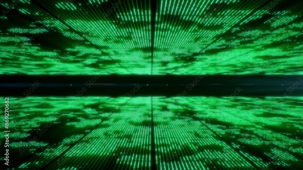 Poster 3d abstract retro green neon grid. wireframe sci-fi futuristic background 80s 90s video game style. 