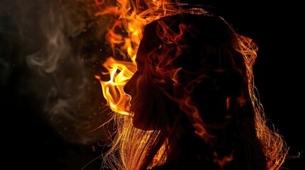 Fototapeta premium A person sitting in front of a warm fire