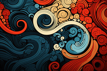 Fototapeta premium Calming abstract wallpaper concept inspired by Zen garden in soothing colors minimalist lines and abstract representations of rocks and sand, Geometric ripples and sand banner, Japan Zen Garden design