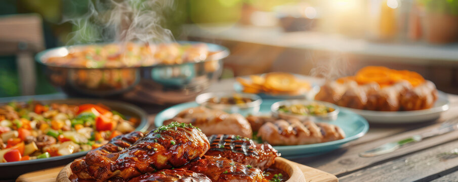 Family Having a Memorial Day Cookout Enjoy a Festive Meal This Memorial Day with Delicious Grilled Foods, Summer Vibes, and Patriotic Spirit Celebrate with Loved Ones and Tasty Dishes