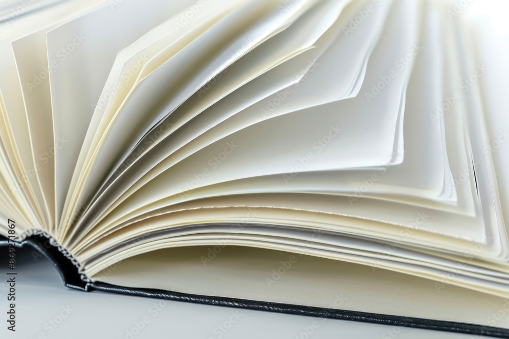 Aufkleber a close-up shot of an open book lying on a table, suitable for educational or publishing-related use