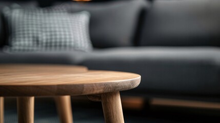Close-Up Photo of an Oak Coffee Table and Bench