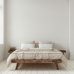 interior of a bedroom in front of empty wall