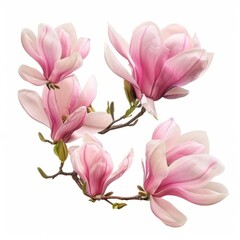 Three Pink Flowers on a White Background