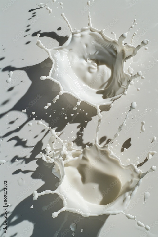 Aufkleber a single splash of milk on a clean and white surface, perfect for use in food or beverage related co