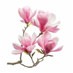 Branch of Pink Flowers on White Background