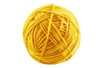 Ball of yellow thread isolated on transparent background