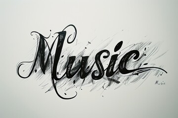 Elegant 'Music' text in classic calligraphy style