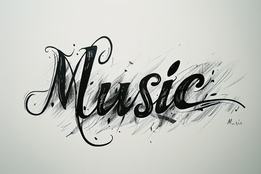 Elegant 'Music' text in classic calligraphy style