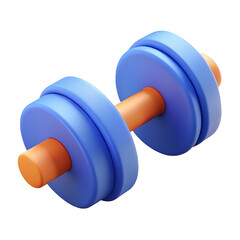 barbell icon blue orange color in plastic 3d style