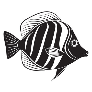 recommend clip art: colourful yellow tang fish animal silhouettes fishes in flat style