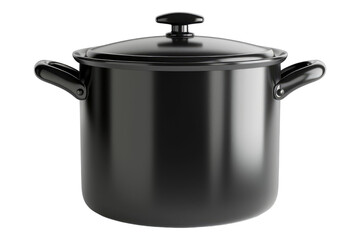 Black empty cooking pot isolated on transparent background