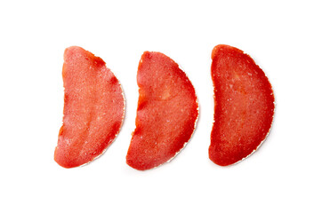 Meat Jerky Isolated, Dry Salted Turkey Fillet Slices, Thin Slices of Dehydrated Meat, Dried Turkey Fillet