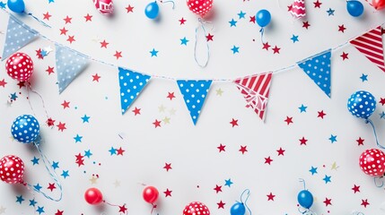 4th of July Independence Day Decorations Flat Background