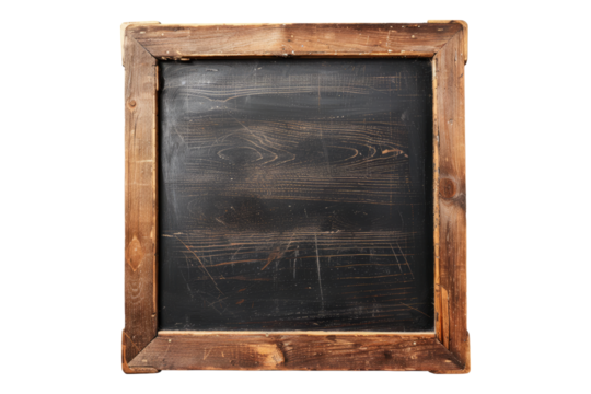 A black board with wooden frame isolated on transparent background