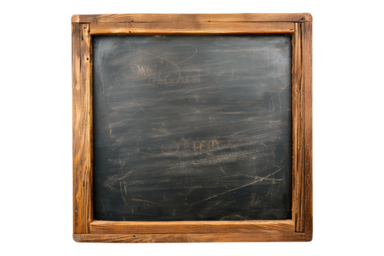 A black board with wooden frame isolated on transparent background