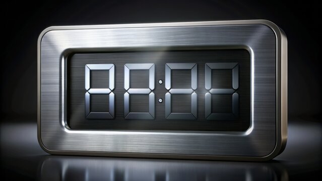 A futuristic, sleek, silver digital timer display swiftly incrementing from 0 to 50,000 with precise decimal point accuracy.