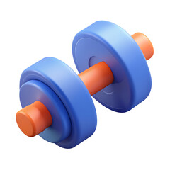 dumbbell icon blue orange color in plastic 3d style