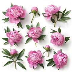 Pink Flowers on White Background