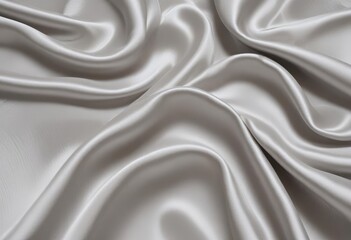 Fototapeta premium white silk fabric background, view from above. Smooth elegant black silk or satin luxury cloth texture can use as abstract background with copy space, close-up