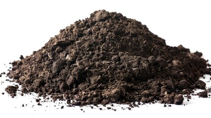 A messy pile of dirt sits atop a clean white surface