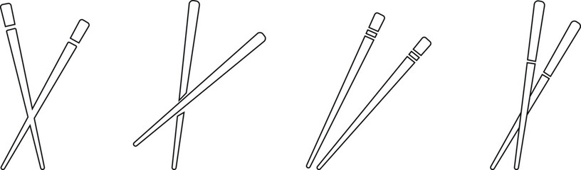 top view, of, chopsticks, icon set, isolated, on, transparent background, suitable, for, mockup, creative, graphic, design, pair, bamboo, chopstick, japanese, chinese, east, asian, tableware, concept,
