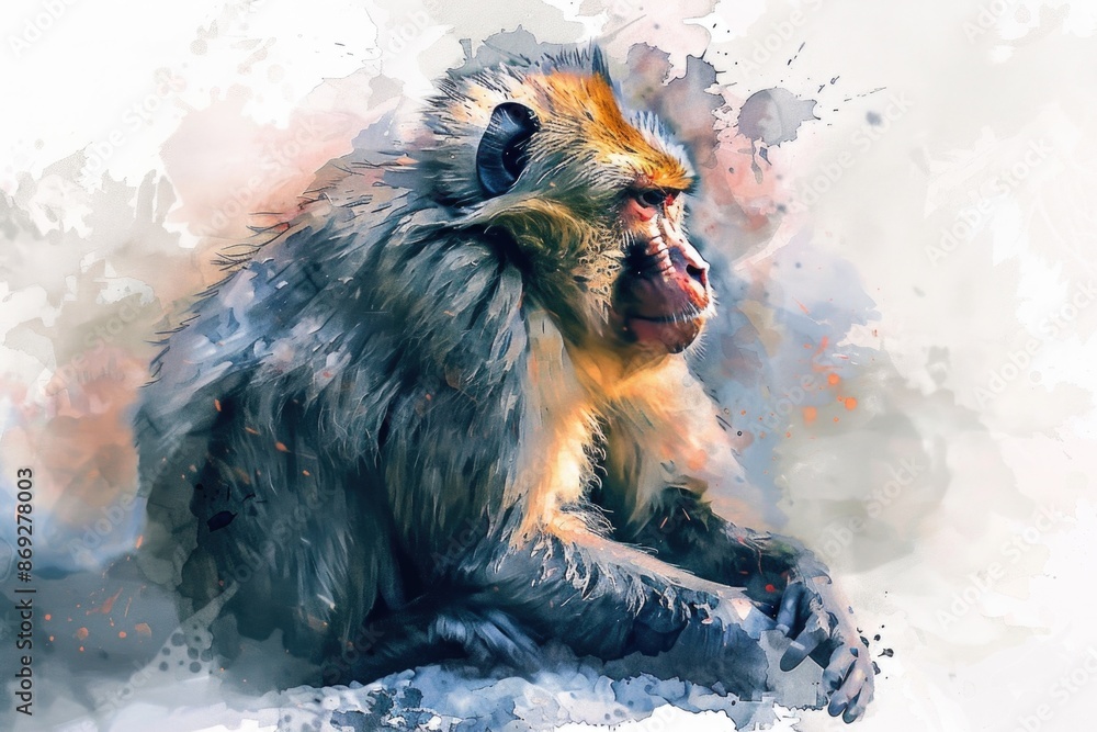 Poster a curious monkey with its mouth wide open, often used in humorous or playful contexts