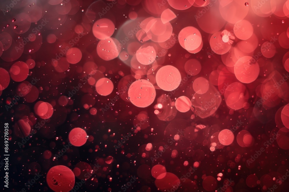 Poster A colorful image featuring a red and black background filled with various size and shape bubbles
