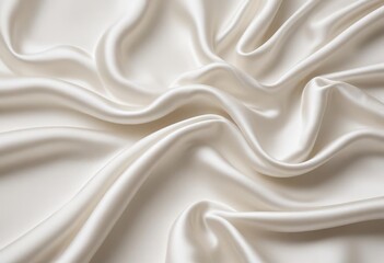 Obraz premium white silk fabric background, view from above. Smooth elegant black silk or satin luxury cloth texture can use as abstract background with copy space, close-up