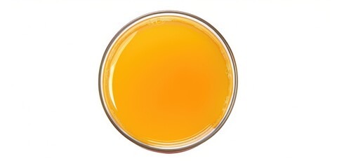 A glass filled with orange juice sitting on a clean white surface