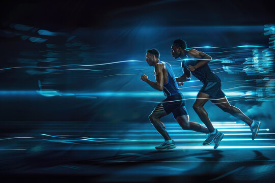 People Running in the Dark Night