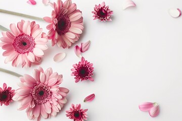 Pink Gerbera Daisies Isolated on White Background