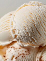 Close-Up of Vanilla Ice Cream Scoops with Texture