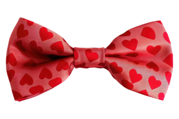 bow tie with red hearts isolated on transparent background