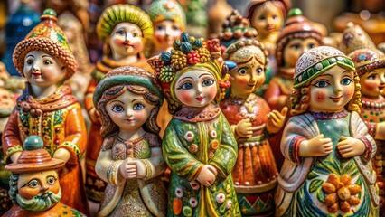 Fototapeta premium A Collection Of Colorful And Intricately Hand-Painted Russian Nesting Dolls.