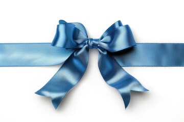 A blue ribbon tied with a bow on a white background, perfect for gift wrapping or decoration