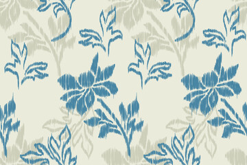 Ikat floral paisley embroidery seamless pattern on background. Ikat ethnic oriental pattern traditional. Aztec style abstract vector illustration. design for ikat fashion texture,fabric,clothing,wrapp