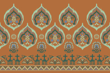 Hand drawn geometric African Ikat paisley embroidery. ethnic oriental ikat seamless pattern. abstract illustration design for wallpaper. Tribal ethnic vector texture. Aztec style. Folk embroidery.