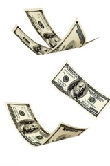Money in mid-air, free fall from above