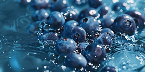 Close-Up of Blueberries in Water with Bokeh Effect