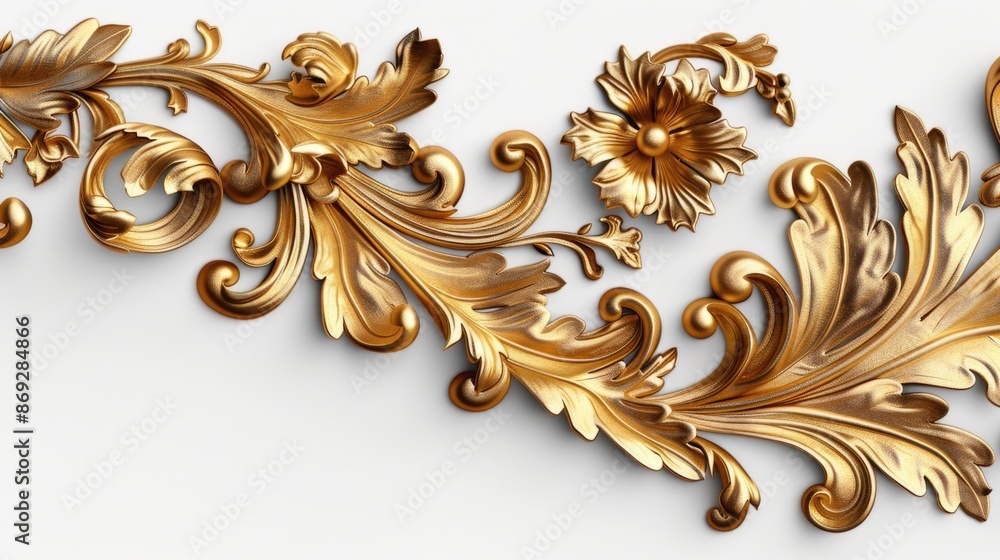 Canvas Prints A beautiful gold leaf and flower design on a white background, ideal for use in corporate or luxury branding