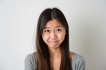 A woman with a shocked or surprised facial expression