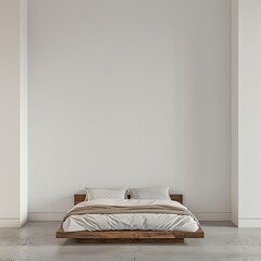 bedroom in front of empty wall