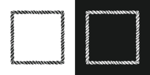 square rope frame on black and white background vector illustration © AdityasStd